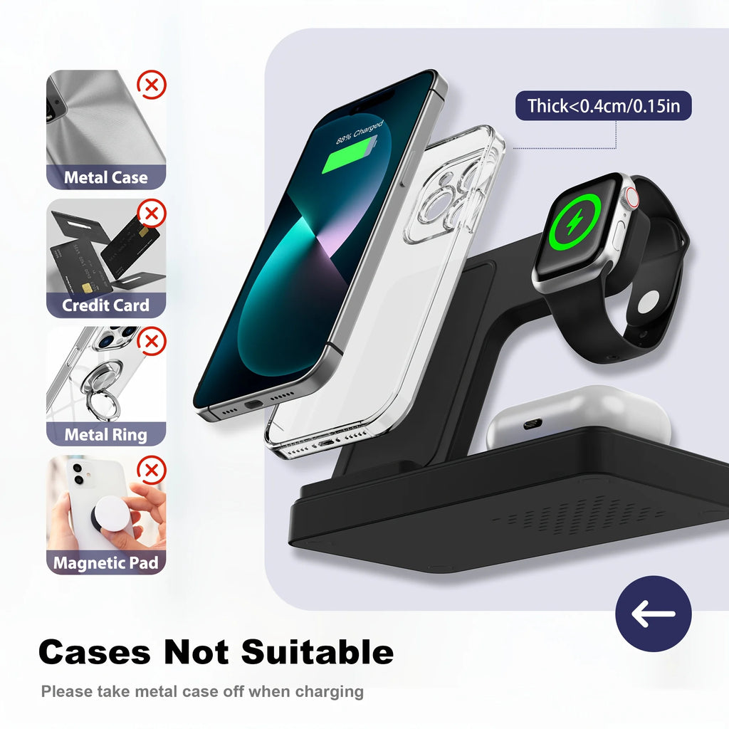 3 In 1 Fast Charging Dock Station  for iPhone, Apple Watch,  Airpods.