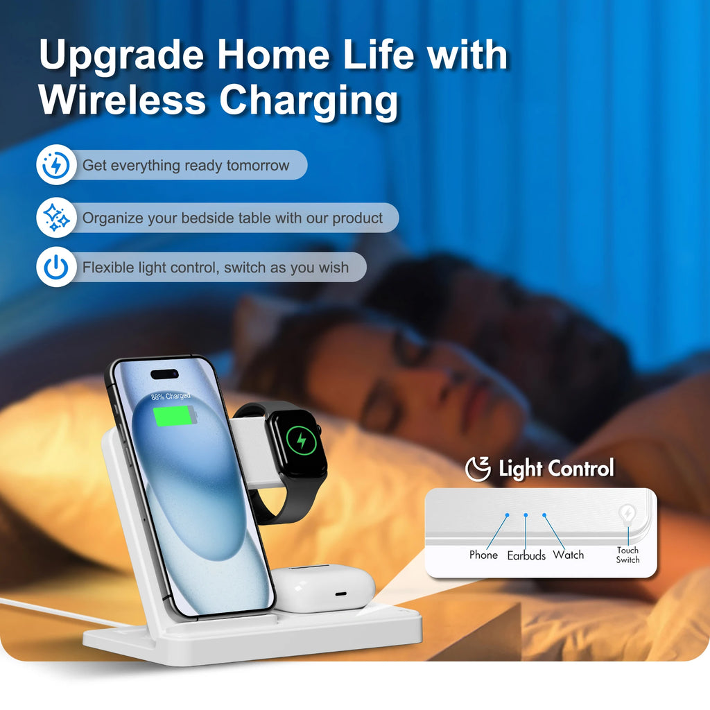3 In 1 Fast Charging Dock Station  for iPhone, Apple Watch,  Airpods.