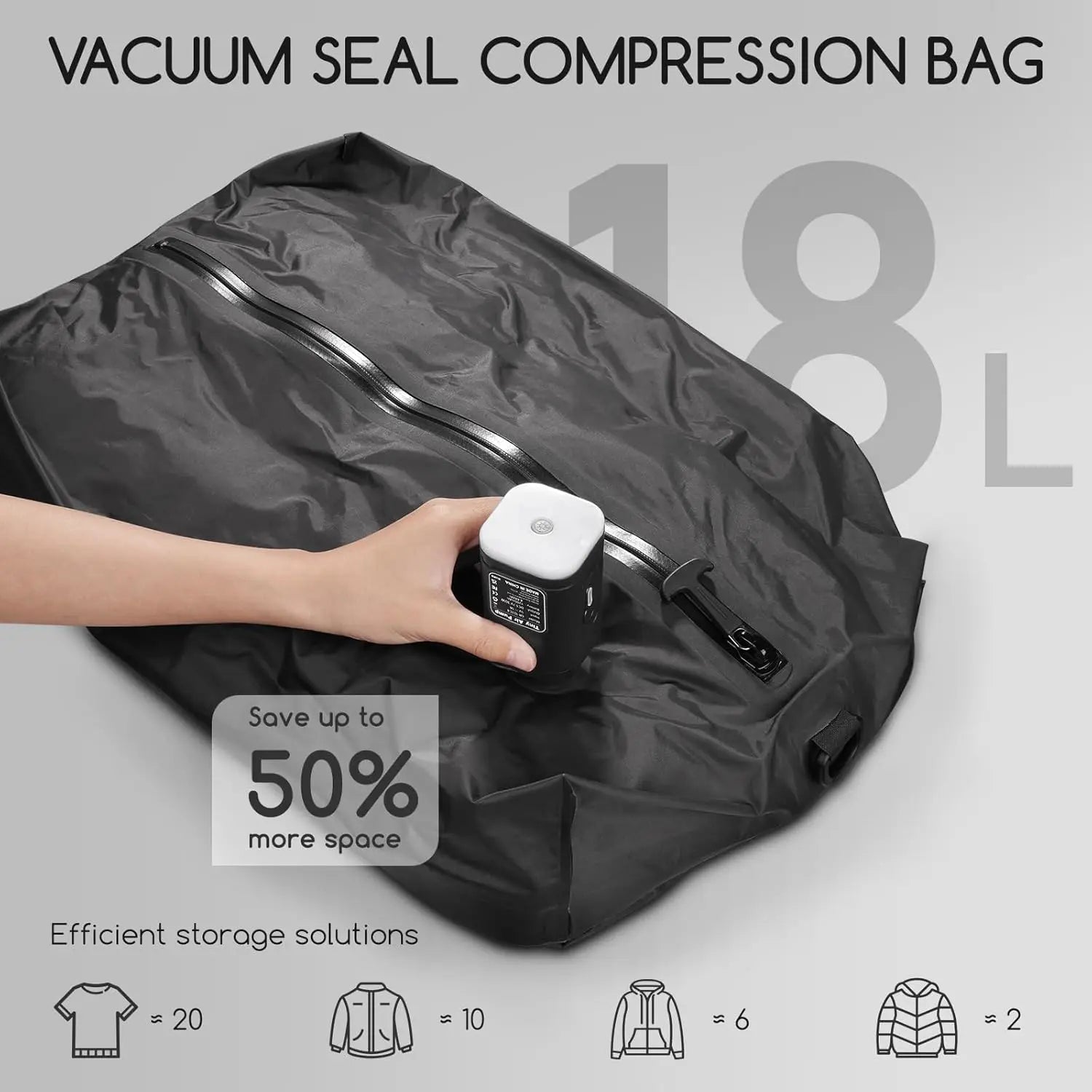 2 Pack Vacuum Compression Bags for Travel with Pump