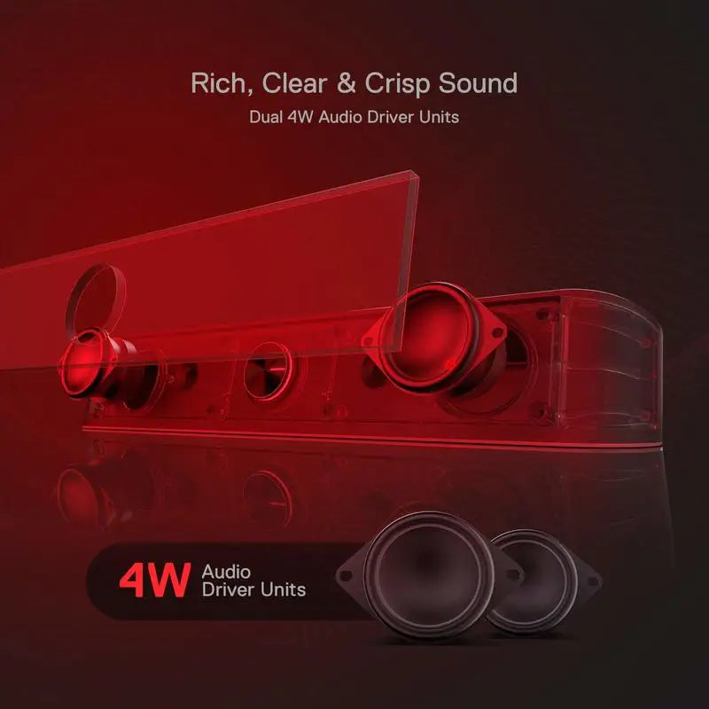 Desktop Soundbar, 2.0 Channel Computer Speaker with Dynamic Lighting Bar Audio-Light Sync/Display