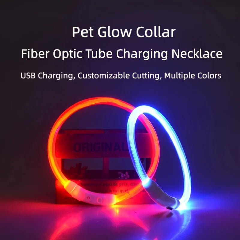 Safe Reflective LED Pet Collar, Glowing for Night Walkig.