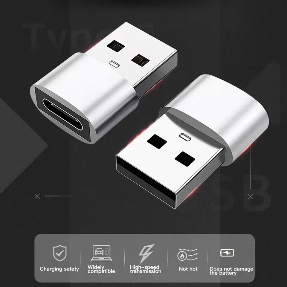 3-Pack USB to USB C Adapter, USB C Female to USB Male Super Fast Charging