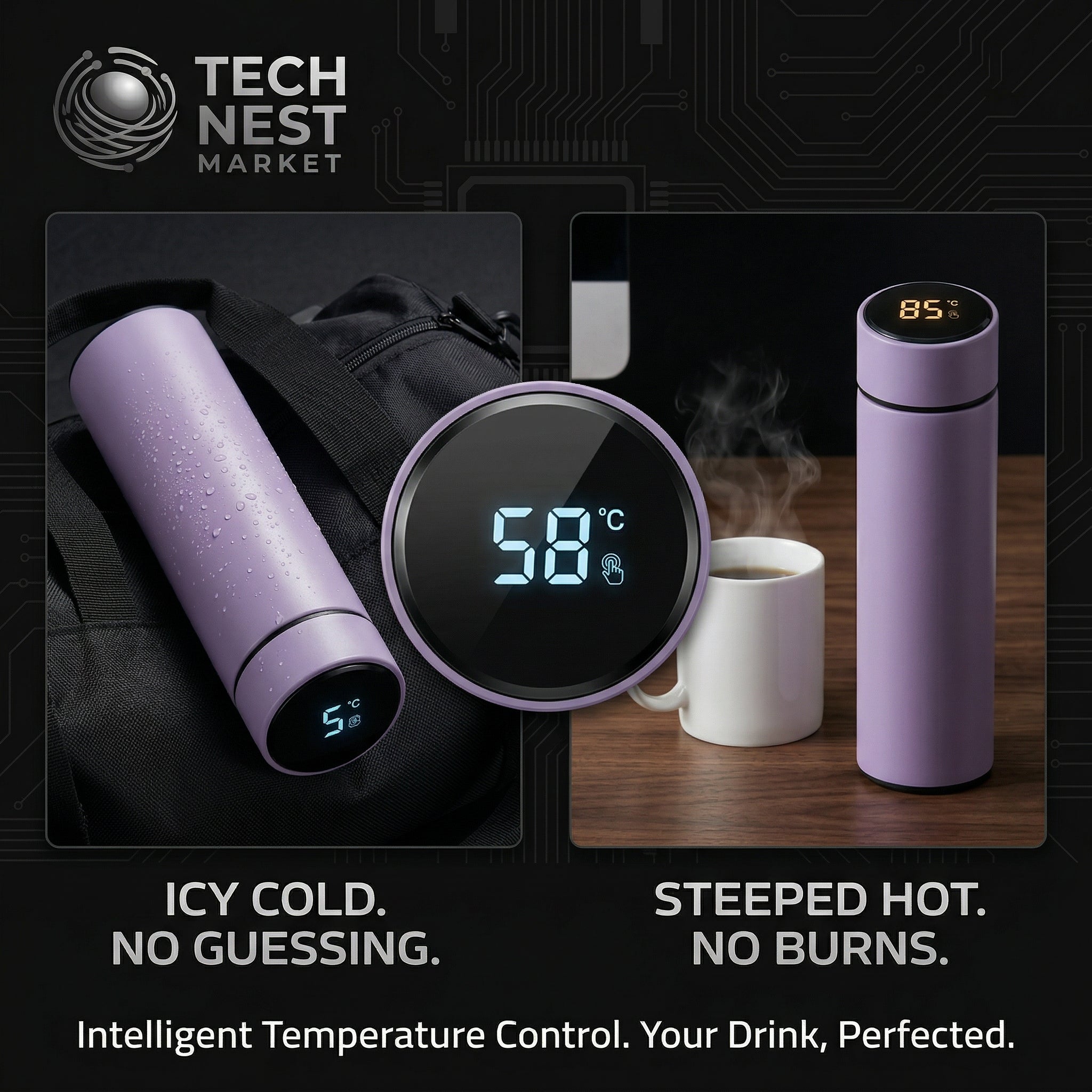 Smart Digital Water Bottle Keeps Cold And Heat, Thermal Bottle Stainless Steel