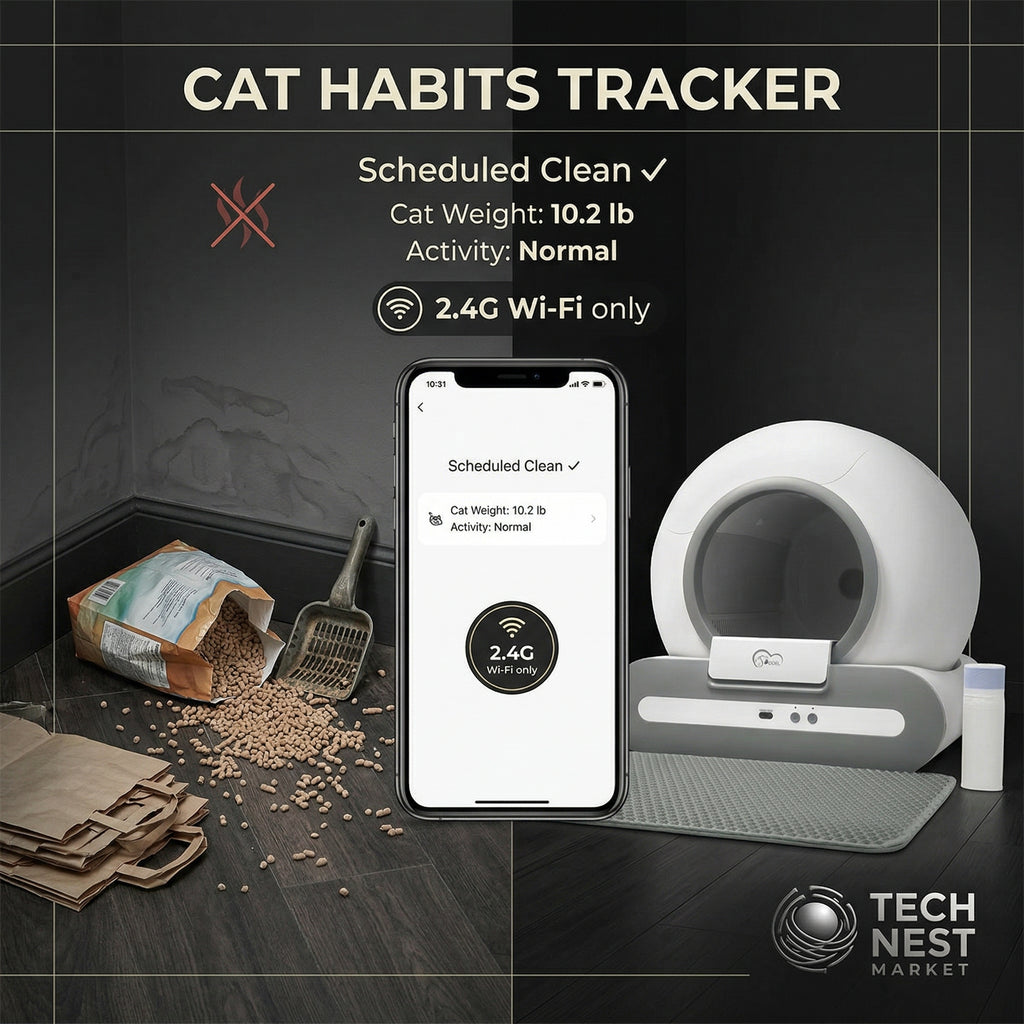 65L Self-Cleaning Cat Litter Box App Control, ONLY Supports 2.4G WiFi w/Litter Mat&Trash Bags, Fit for Tofu & Mixed Litter