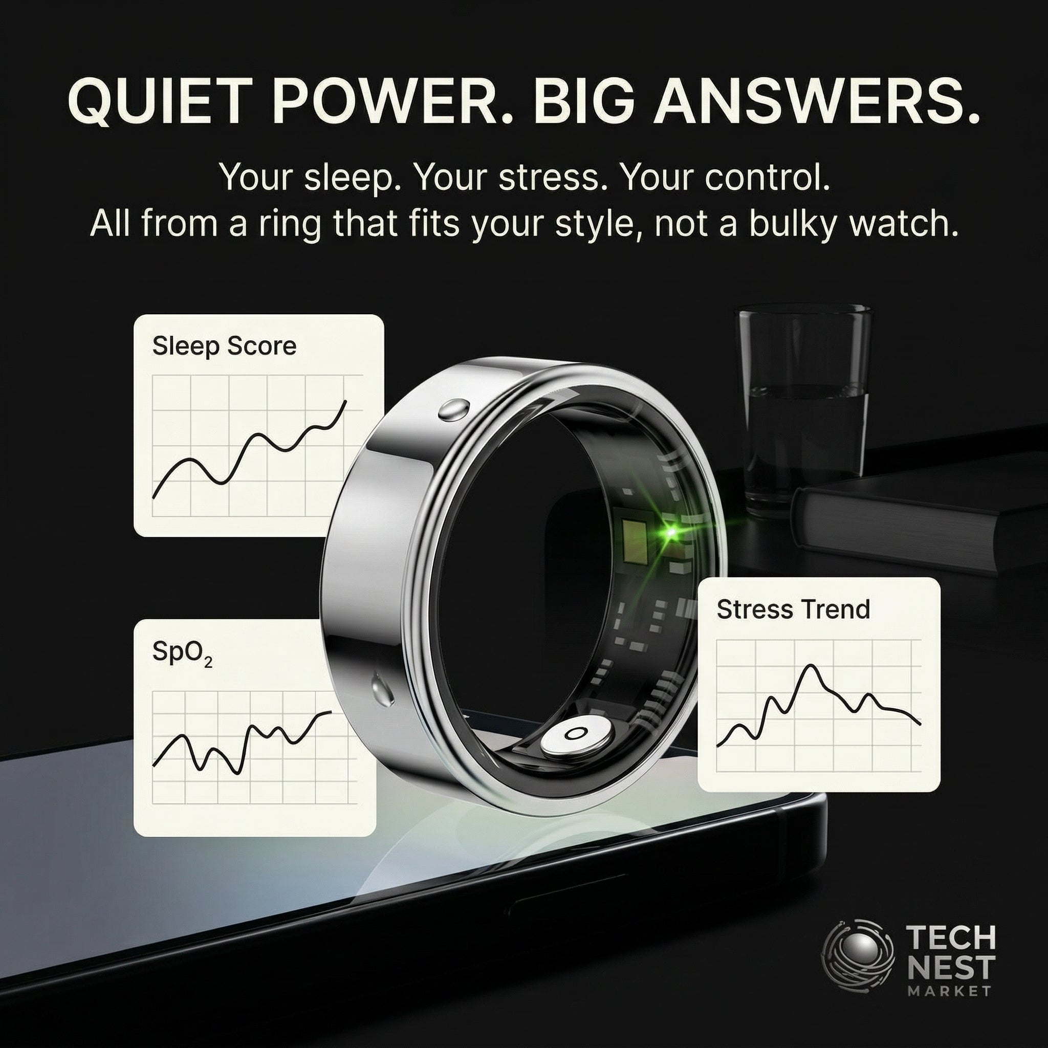 Smart ring, sleep tracking, motion monitoring, compatible with iPhone and Android, smart gift, suitable for women and men