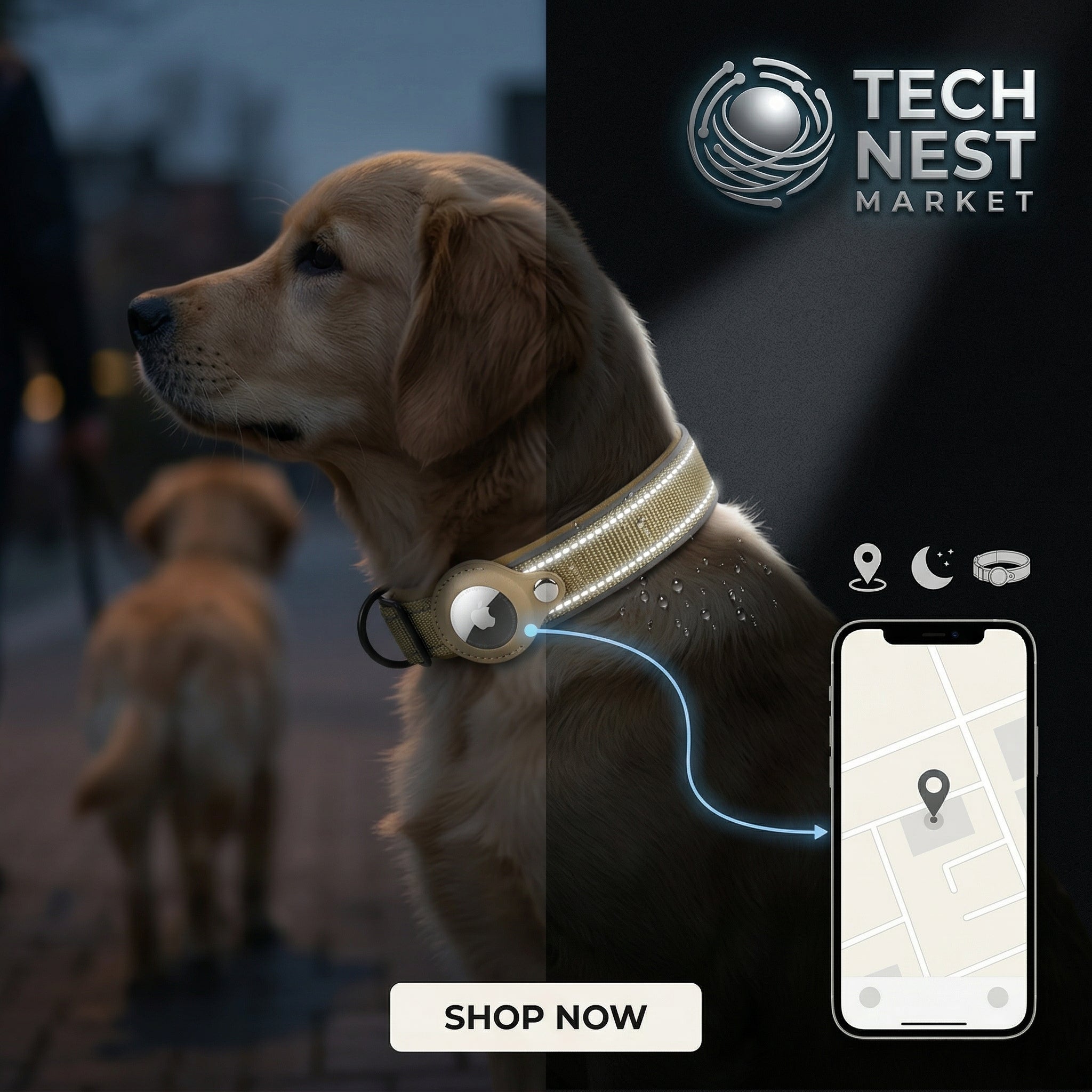 AirTag holder Dog Collar,  Reflective  for Small Medium Large Dogs