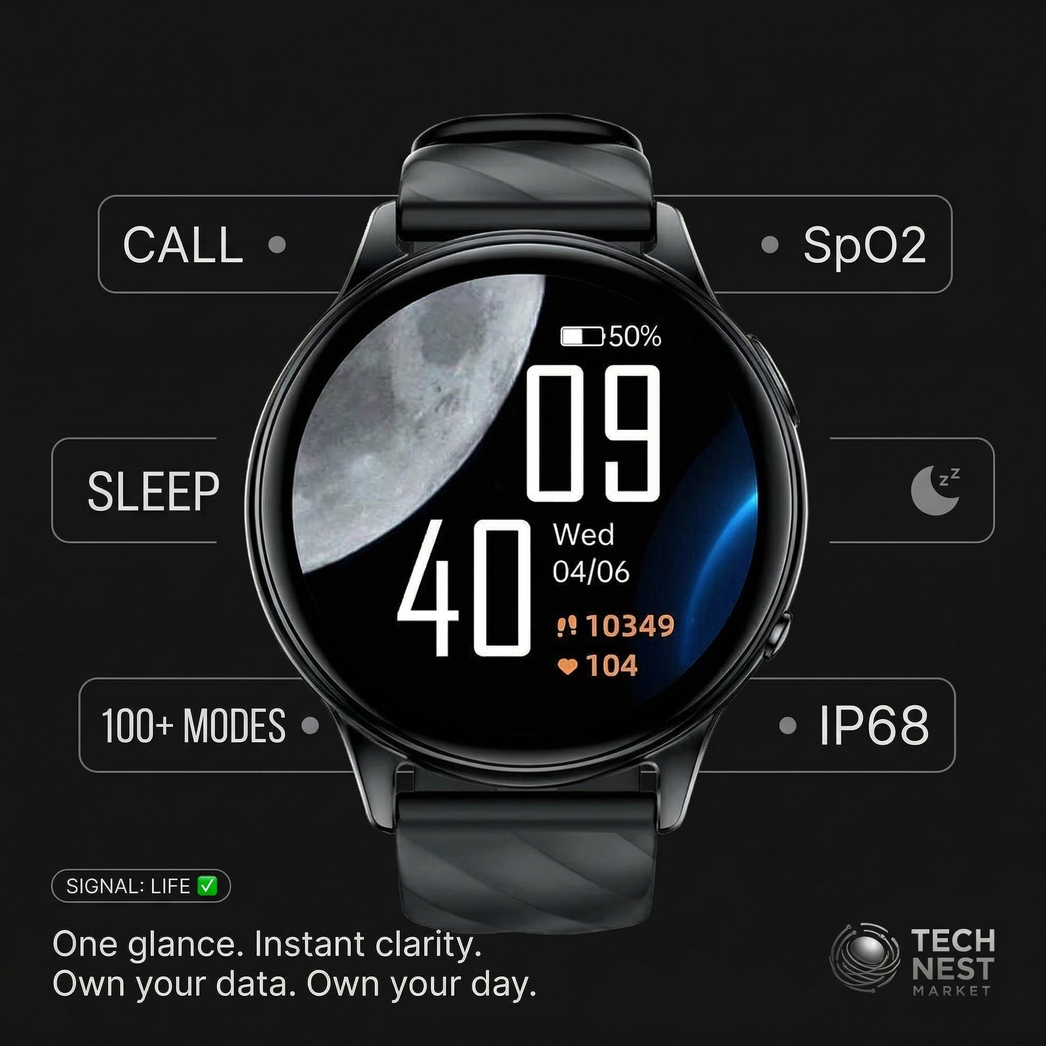 Smartwatch liveness detection IP68 Waterproof Bluetooth Call 100+ Sport modes Health Sleep minitor