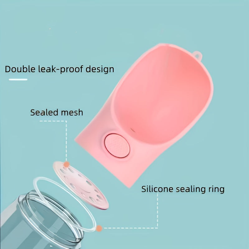 Portable Pet Water Bottle with dry food container- Leak Proof Design, With Carrying Strap, PP Material, Suitable For Outdoor Adventures,