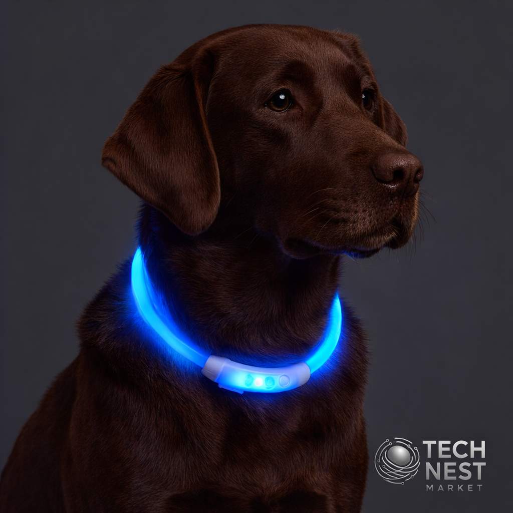 Safe Reflective LED Pet Collar, Glowing for Night Walkig.