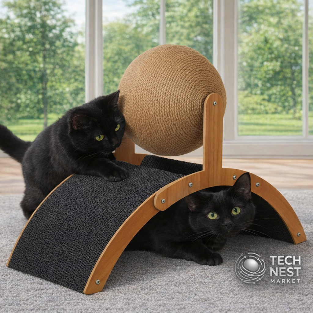 2 In 1 Cat Scratching Ball Wooden Cat Scratcher Sisal Board