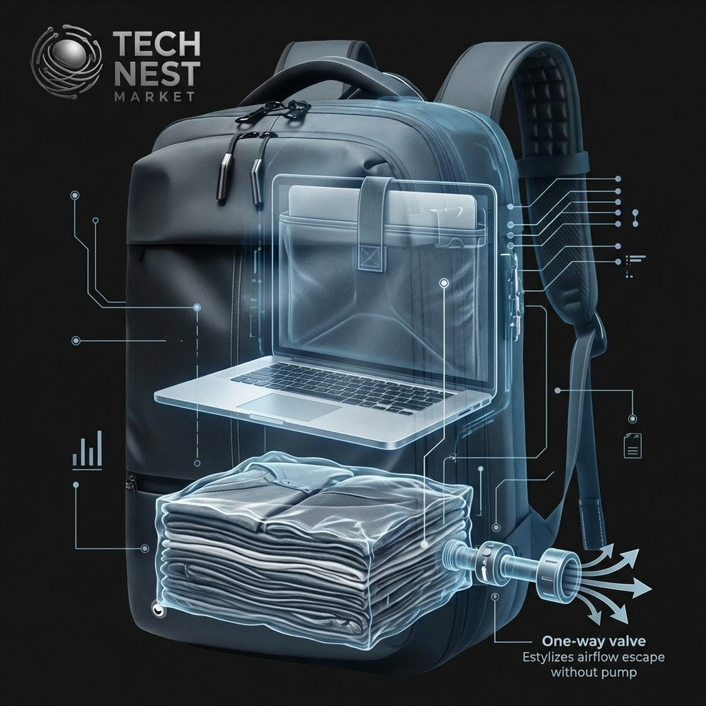 Travel Backpack Vacuum Compression 16 inch Laptop,  Large Capacity,  School Backpack,  Expanded